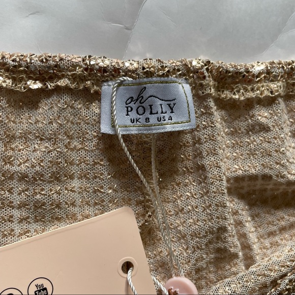 Oh Polly Embellished Sequin Beach Shorts in Gold size 4 - Picture 4 of 7